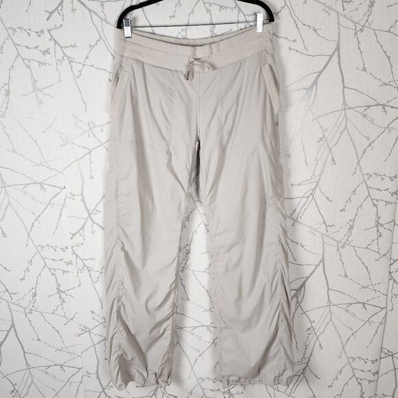 Lululemon Ivory Cream Mid Rise Lined Studio Pants w/ Cinchable Hems - Picture 2 of 6